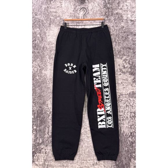 Born x Raised Sweatpants Medium Mens Street Team Drawstring Waist Jogger